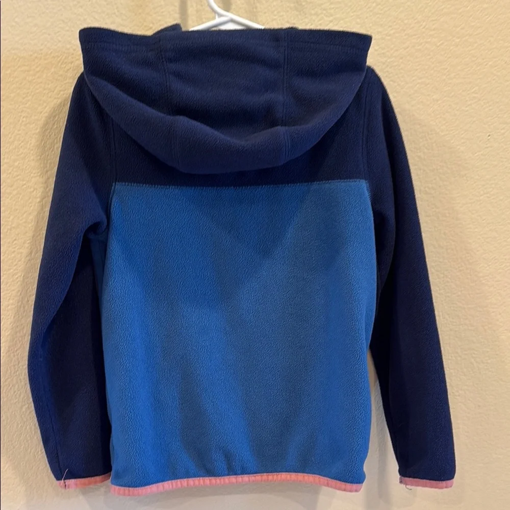 Lands' End Navy & Blue Kids Fleece Hoodie with Coral Zipper
